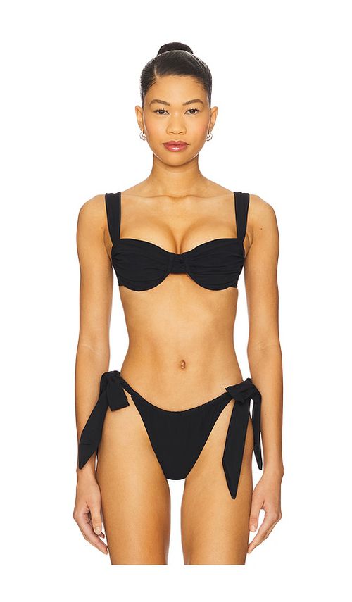 FAITHFULL THE BRAND Sol Bikini Top in Black. - M also in