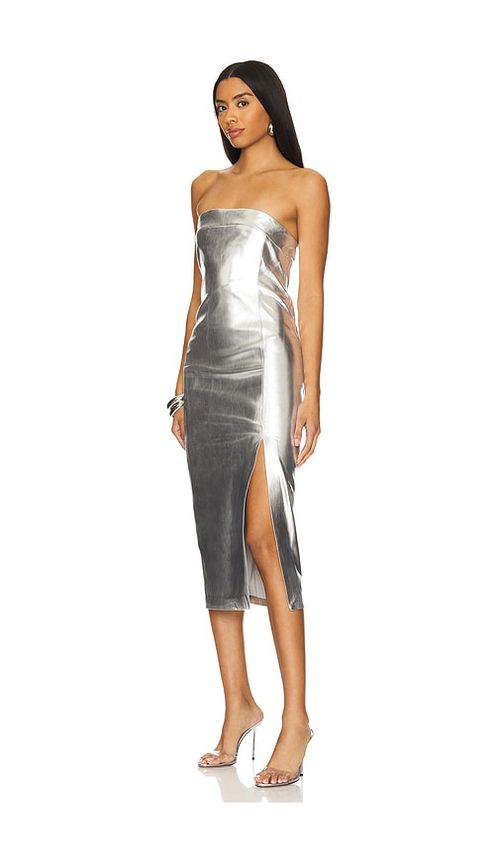 Alice + Olivia KLEID KELLY in Metallic Silver. Größe 2. Also in