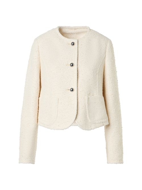 Women's Bouclé Crewneck Jacket - Ivory