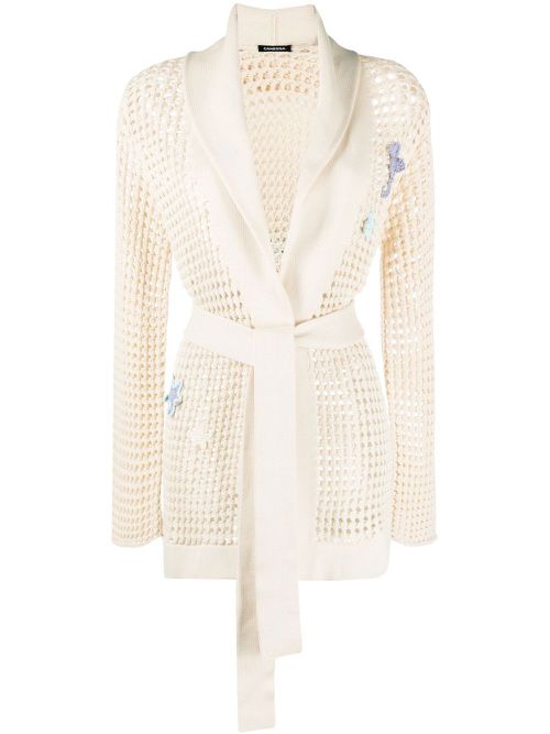 Open-knit sea-patch cardigan - Neutrals