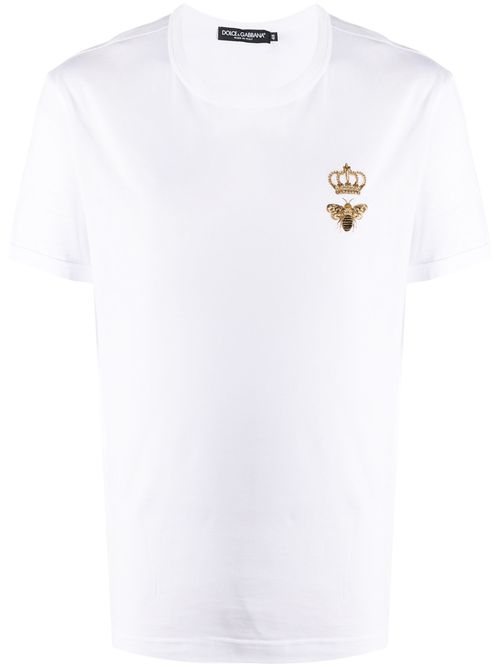 Dolce & Gabbana Embroidered Piqué T-Shirt in White - White
