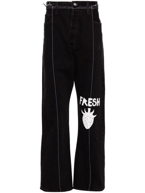 Graphic-print jeans - Black