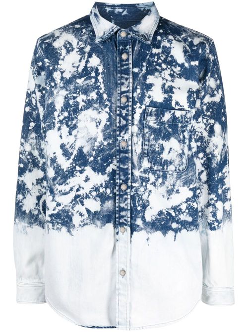 Bleached-effect long-sleeve shirt - Blue