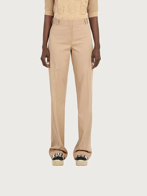 High-waisted straight-leg trousers - Neutrals