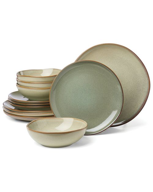 Organic Shades 12-Piece Dinnerware Set, Sage Green