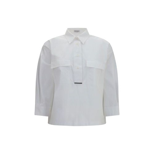Monili-Embellished Cotton Shirt — White