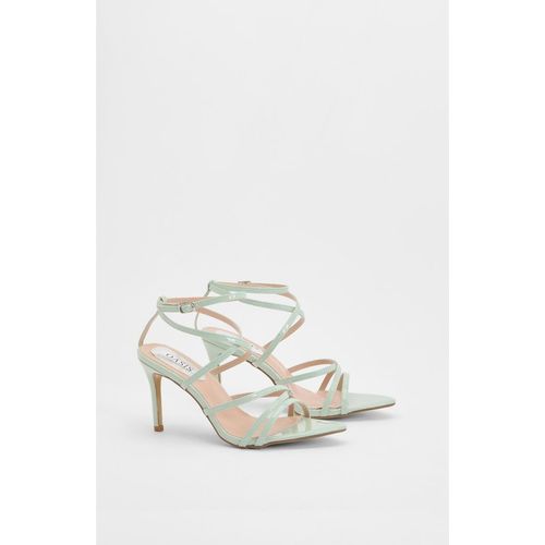 Oasis Womens Helena Faux Patent Leather Strappy High Stiletto Heeled Sandals - Mint