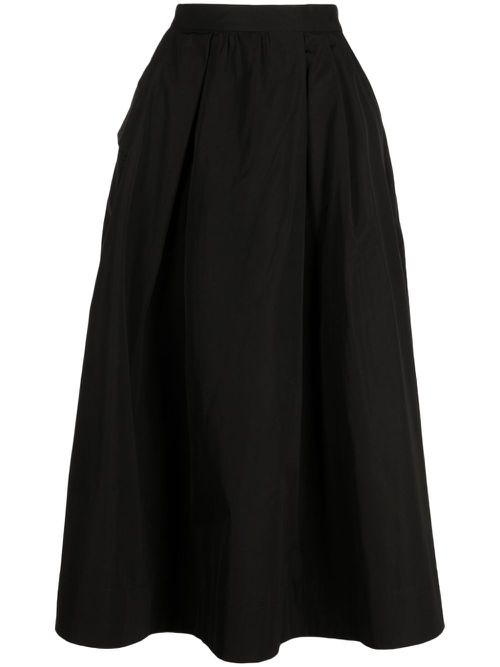 Logo-embroidered asymmetric midi skirt - Black