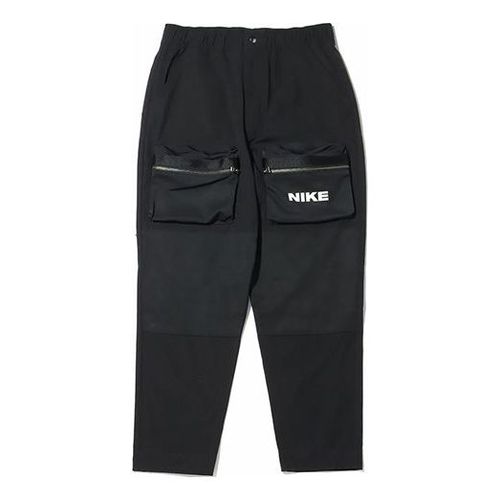City Made Cargo Logo Casual Sports Long Pants Black
