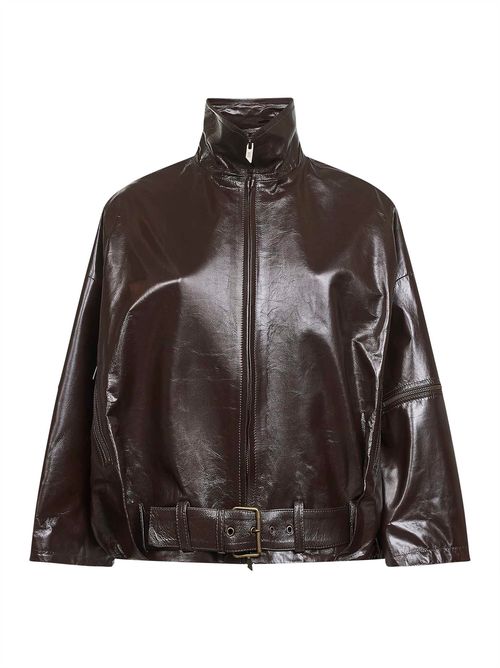 Ovine Leather Bomber Jacket — Brown