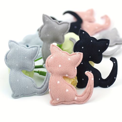 TEMU 40pcs Cat Shaped Fabric Appliques Polka Dot Padded Patch Embellishments For Hair Clips Headbands Diy Craft Clothing Accessorie