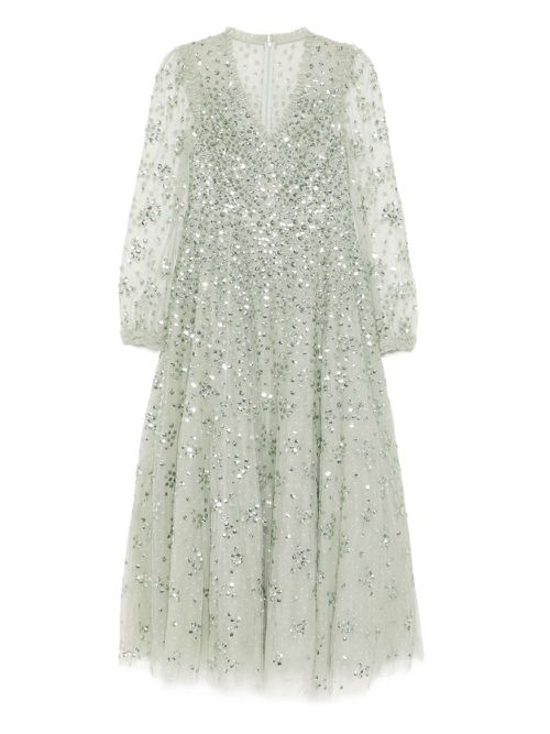 Needle & Thread | Needle & Thread Leila dot V-neck ankle gown - Green |  Realry
