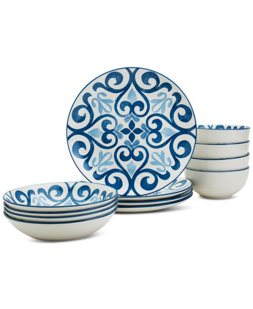 Ragusa 12 Pc. Dinnerware Set, Service for 4 - Blue