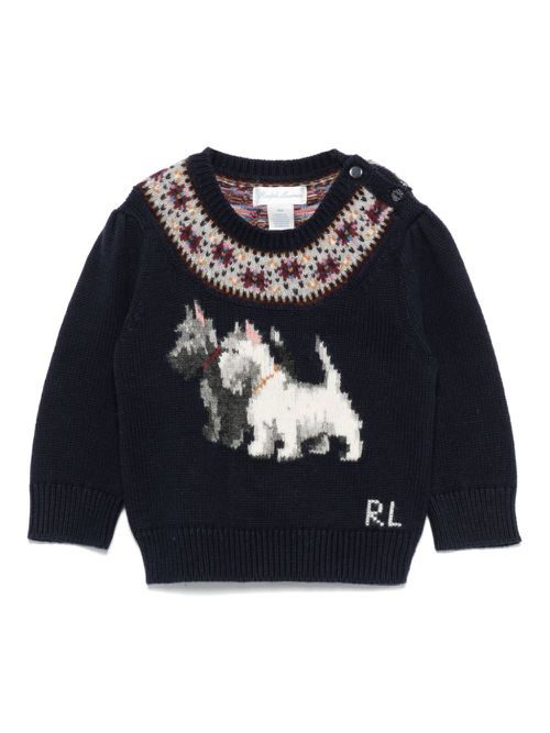 Intarsia-knit sweater - Blue