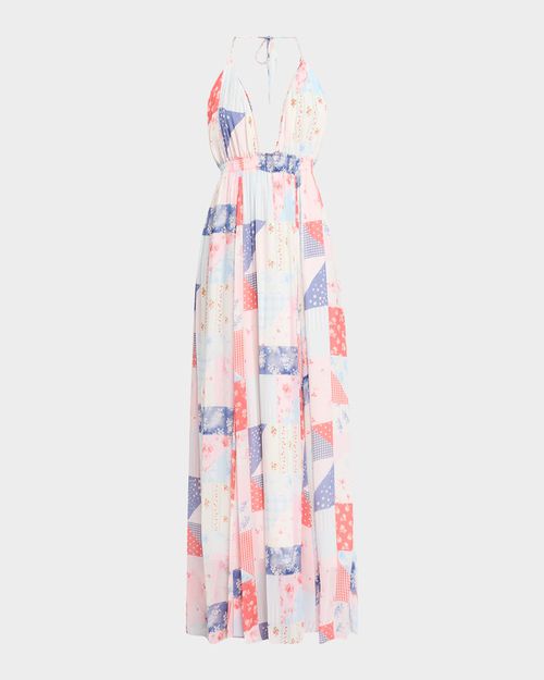 Fancy Patchwork Chiffon Maxi Dress