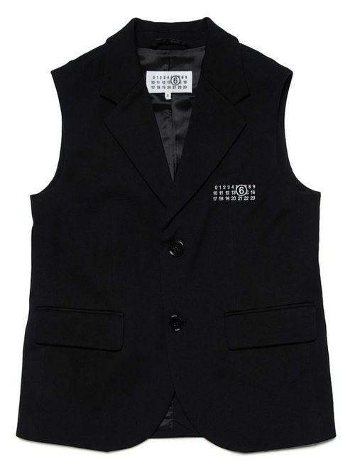 Logo-embroidered vest - Black