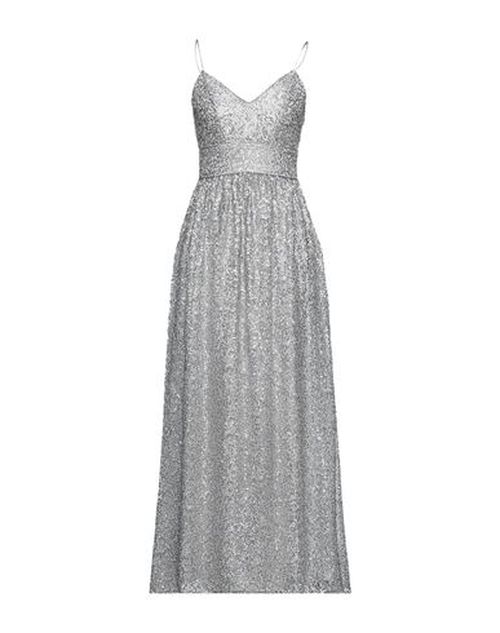 Woman Maxi dress Silver Size 8 Polyester