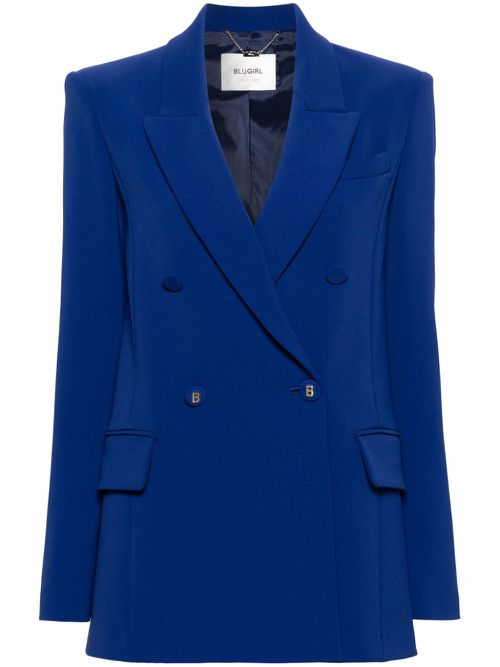 Double-breasted crepe blazer - Blue