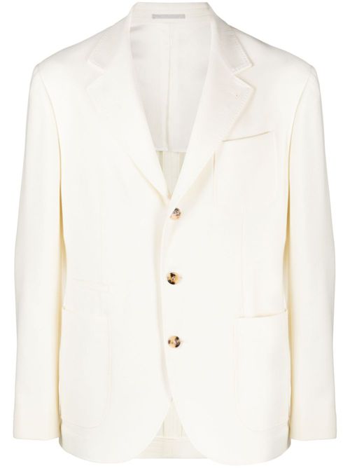 Single-breasted wool-blend blazer - White