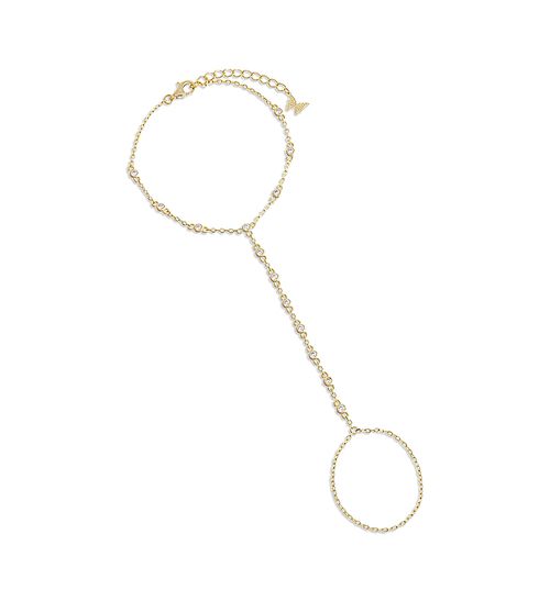Station Hand Chain Bracelet in 14K Gold Plated Sterling Silver
