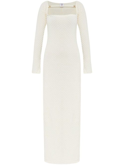 Textured knitted maxi dress - White