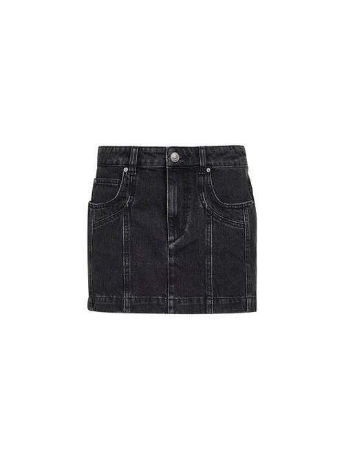 Faded Denim Mini Skirt — Black