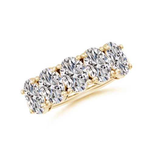 Angara 3.8 Carats Oval Diamond Five Stone Classic Anniversary Ring in 14K Yellow Gold