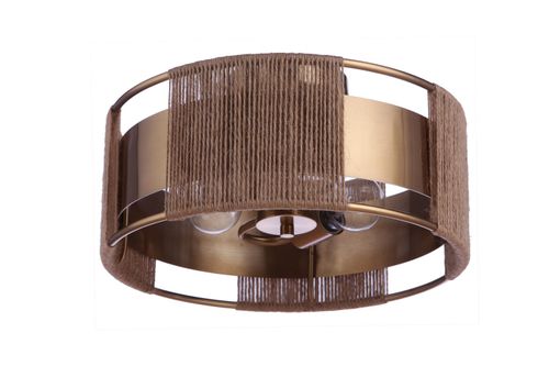 Satin Brass Two Light Semi Flush Mount from the Kensey Collection
