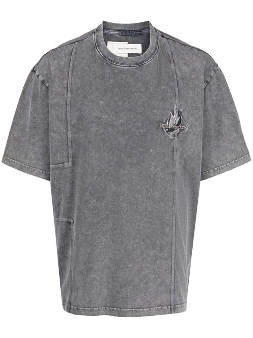 Logo-embroidered cotton T-shirt - Grey