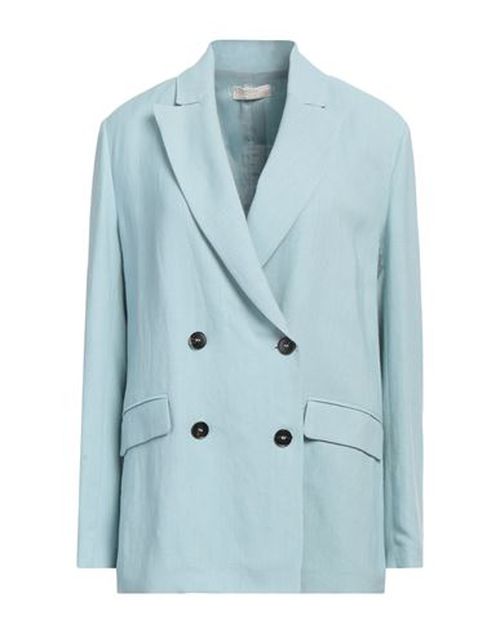 Woman Blazer Turquoise Size 6 Viscose, Linen