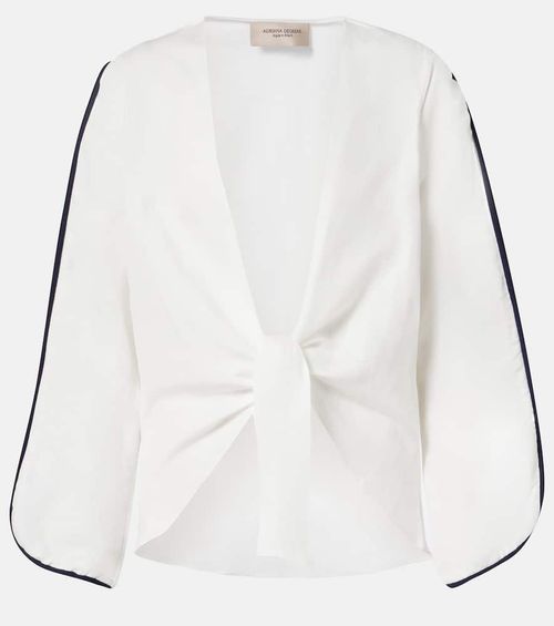 Bicolor linen-blend top