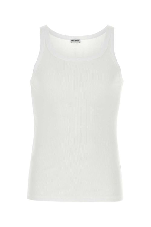 Ribbed Cotton Tank Top — White