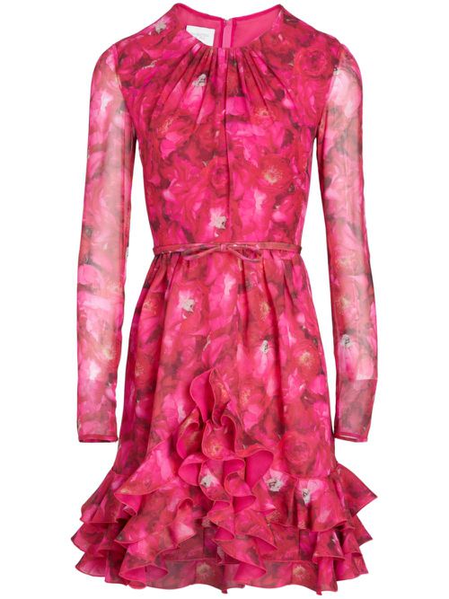 Rose Mania-print silk-georgette dress - Pink