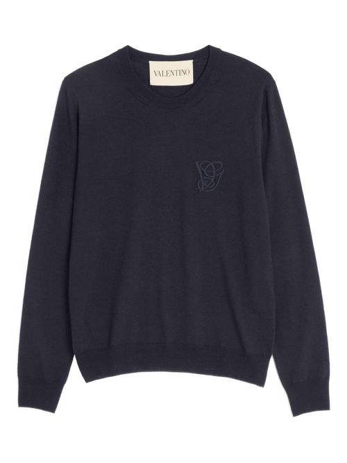 Logo-embroidered sweater - Blue