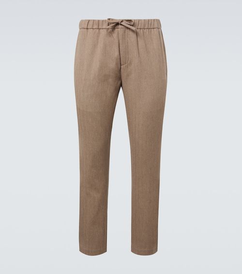 Oscar herringbone cotton-blend straight pants