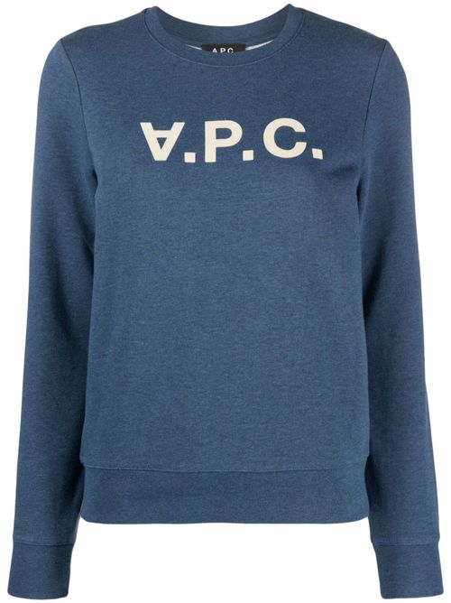 Mélange logo-print sweatshirt - Blue