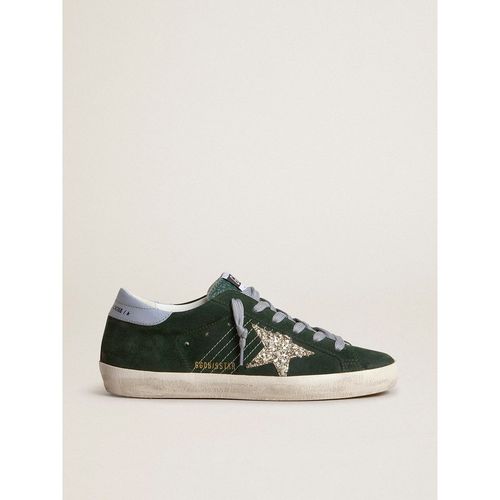 Golden Goose - Women's Super-star In Green Suede, Silver Glitter Star And Leather Heel Tab, Woman