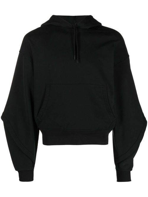 Balloon sleeves drawstring hoodie - Black