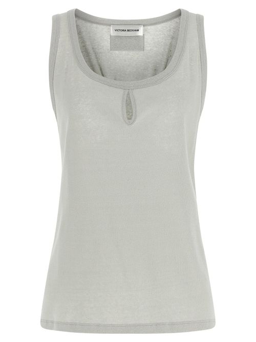 Split Cut-Out Tank Top — Cream