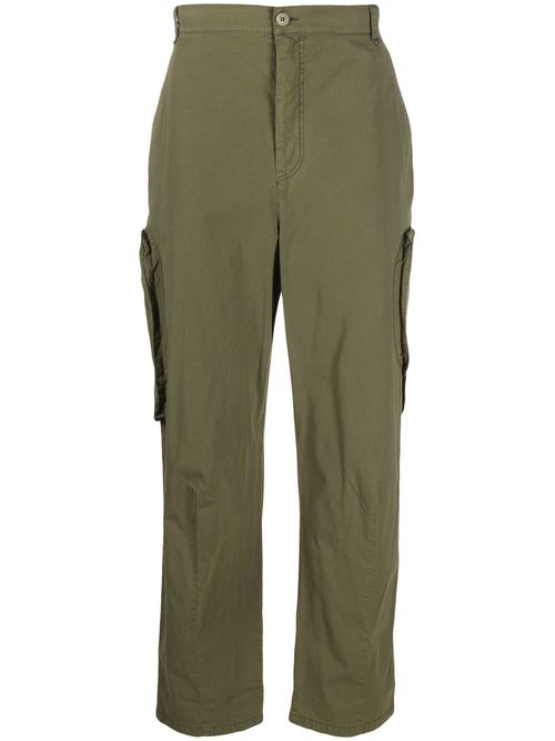 Straight-leg cotton cargo trousers - Green