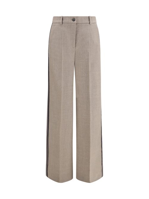 Virgin Wool Wide-Leg Trousers — Gray