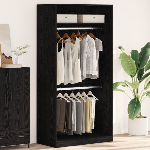 Black Oak Wardrobe - 100x50x200 cm, Made of Engineered Wood