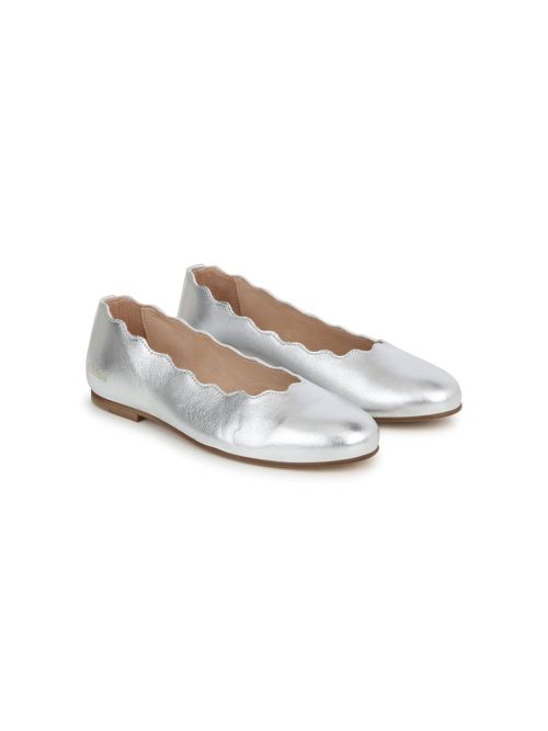 Metallic-finish leather ballerinas - Grey