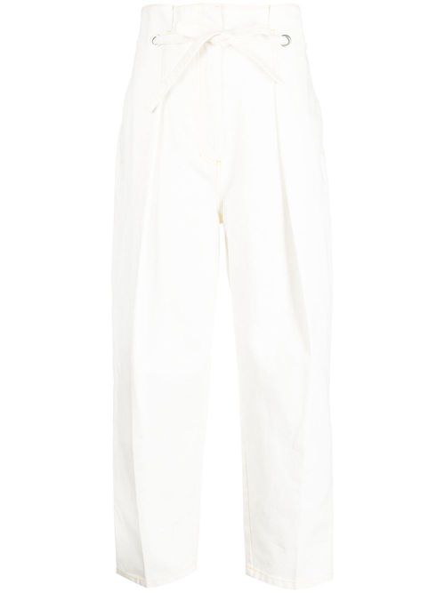 Pleat-detail straight-leg trousers - White