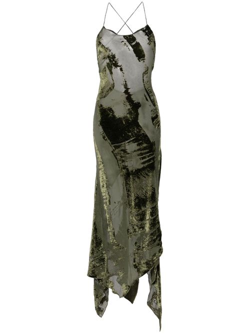 Velvet devoré maxi dress - Green