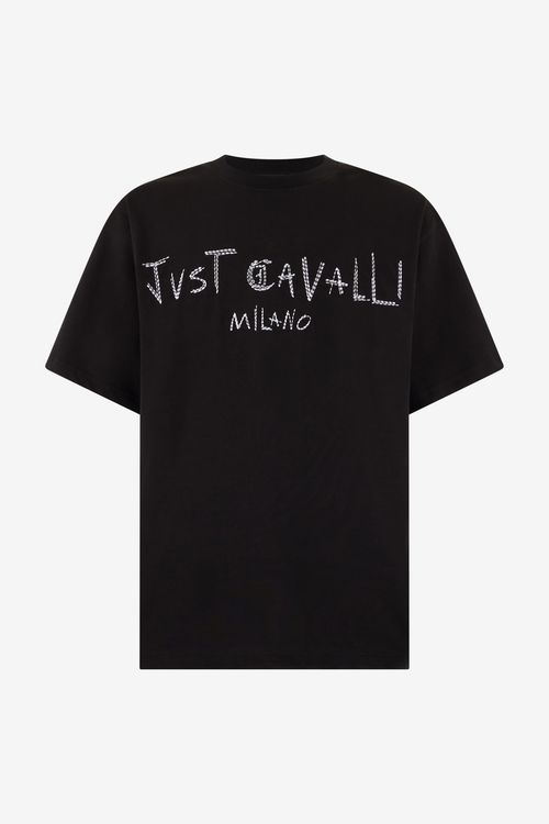 Black T-shirt With Embroidered Logo - Male T