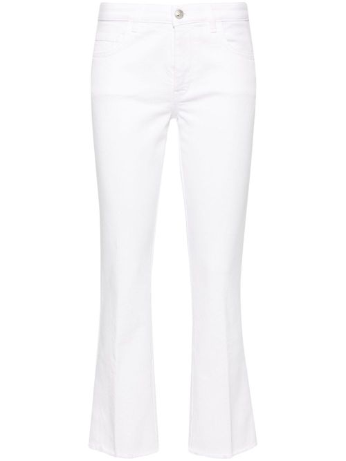Mid-rise frayed cropped jeans - White