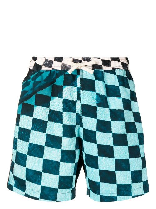Check print deck shorts