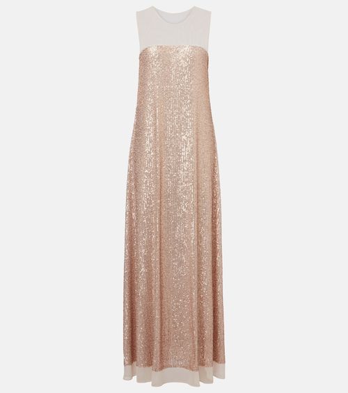 Norma Kamali Floral-applique sequined gown