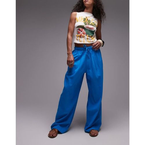 Topshop Womens linen balloon trouser in turquoise - Sky Blue - X-Sma